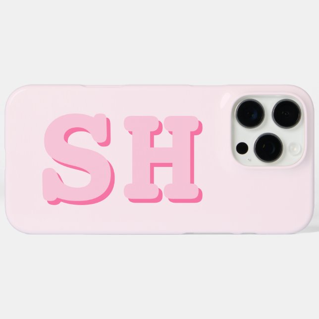 Simple Pink Initial Monogram Case-Mate iPhone Case (Back (Horizontal))