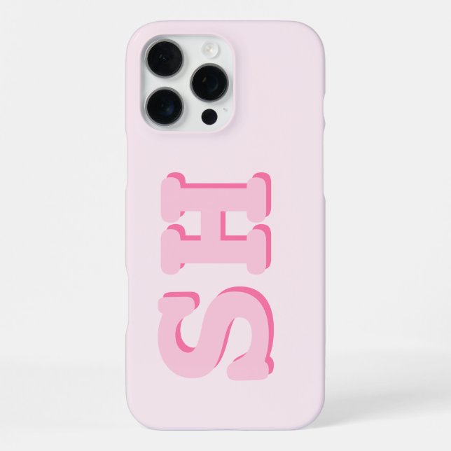 Simple Pink Initial Monogram iPhone Case (Back)