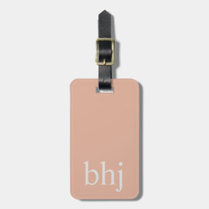 Simple Pink Initial Monogram Luggage Tag