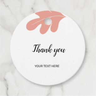simple pink leaves thank you gift gift tags
