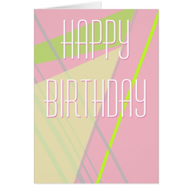 Simple Pink & Lime Green Geometric Birthday Card (Front)