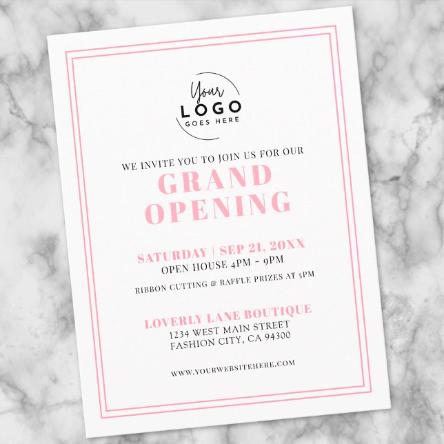 Simple Pink Logo Business Grand Opening Invitation Postcard (Simple Pink Logo Business Grand Opening Invitation Postcard)