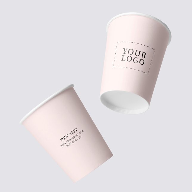 Simple Pink Minimal Business Logo Custom Paper Cups (Creator Uploaded)
