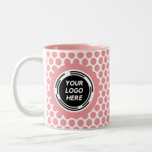 Simple Pink Minimal Business Logo Custom Two-Tone Coffee Mug
