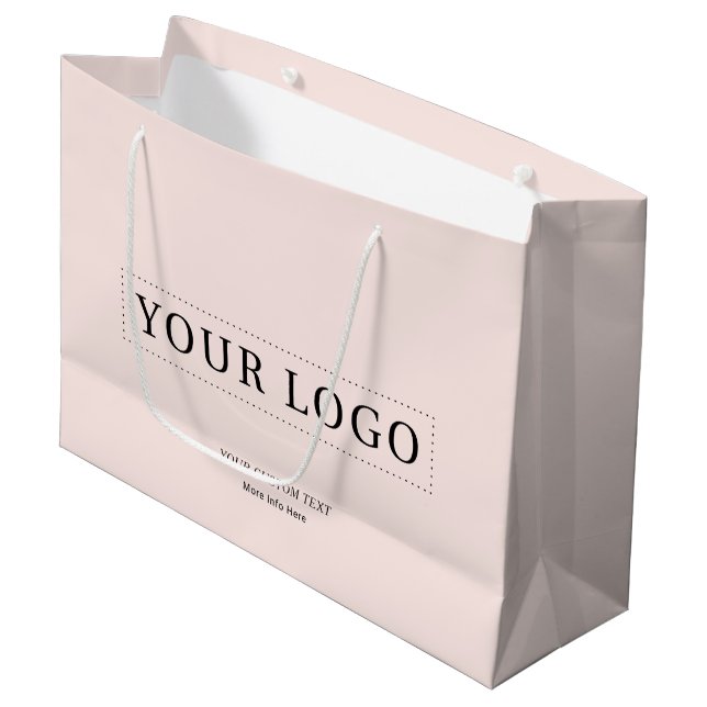 Simple Pink Minimal Business Logo Shopping Bags (Front Angled)