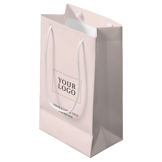 Simple Pink Minimal Business Logo Small Gift Bag (Front Angled)
