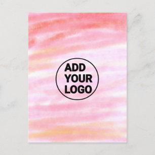 Simple pink minimal watercolor add logo company te postcard