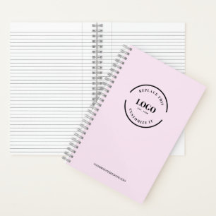 Simple Pink Minimalist Custom Logo Branded Notebook
