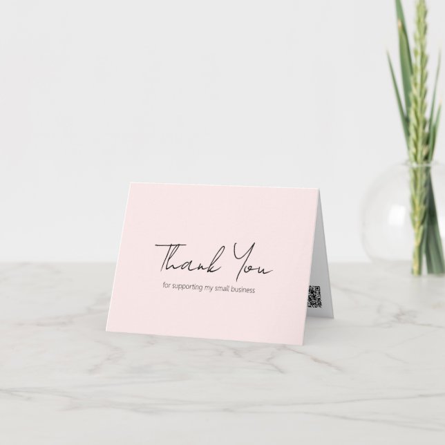 Simple Pink Minimalist Elegant Modern Business Thank You Card (Front)