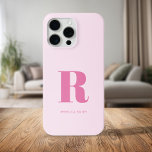 Simple Pink Modern Monogram iPhone 15 Pro Max Case<br><div class="desc">Simple Modern Initial Monogram Phone Case. Create your own personalised iPhone Case with custom initial name.</div>