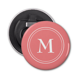Simple Pink Monogram Girly  Bottle Opener
