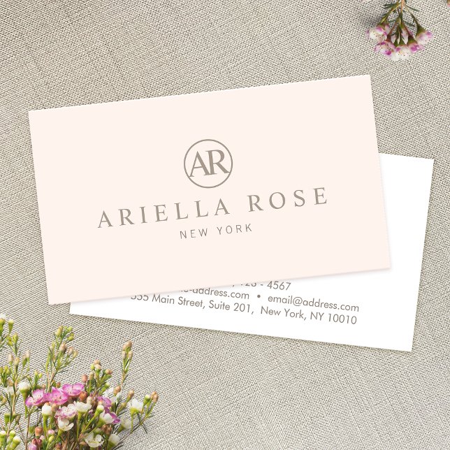 Simple Pink Monogram Professional Minimalist Business Card (Creator Uploaded)