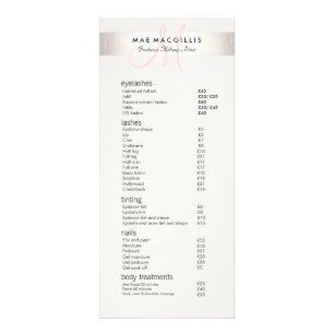 Simple Pink Monogram Salon Spa Price List Menu