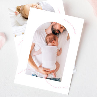 simple pink newborn arch photo collage baby birth announcement
