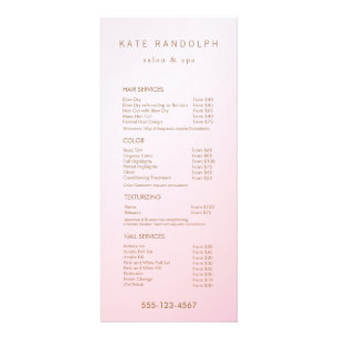 Simple Pink Ombre Salon Price List Service Menu