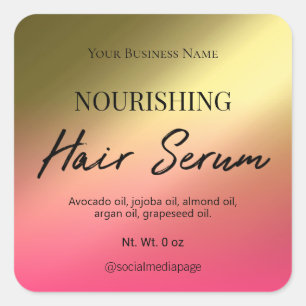 Simple Pink On Gold Hair Serum Labels