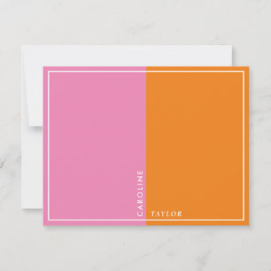 Simple Pink Orange Colour Block Girly Boutique Card