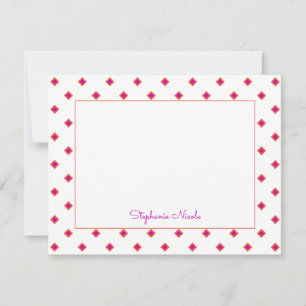 Simple Pink Orange Diamond Polka Dot Personalised Card