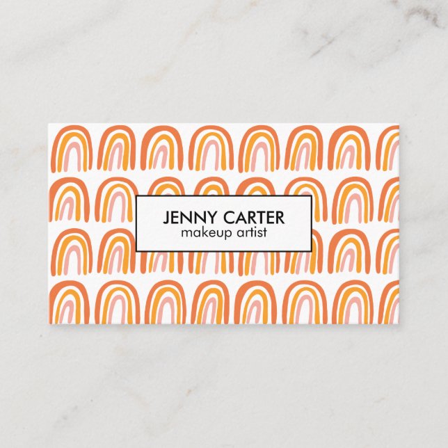 Simple Pink Orange Rainbows Pattern Business Card (Front)