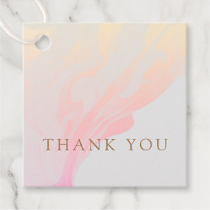 Simple Pink Peach Gradient Marble Grey Thank You Favour Tags