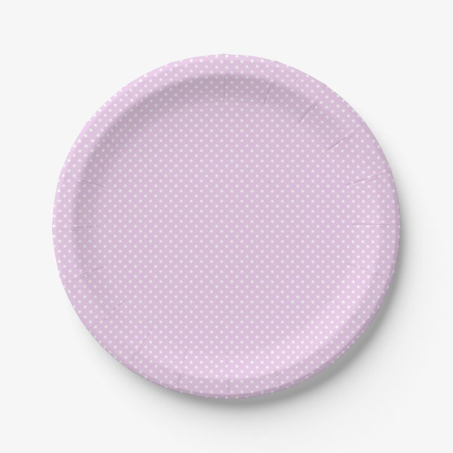 Simple Pink Polka Dot Girl Paper Plate (Front)