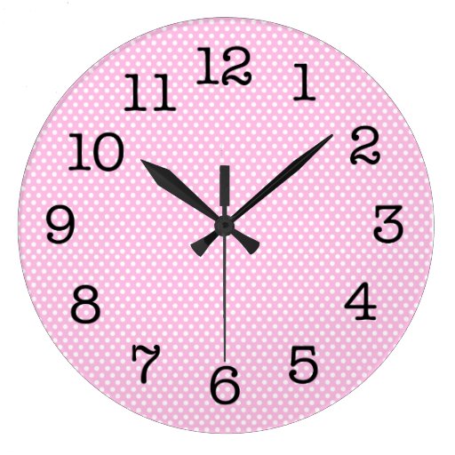 Image of Simple Pink Polka Dot Wall Clock