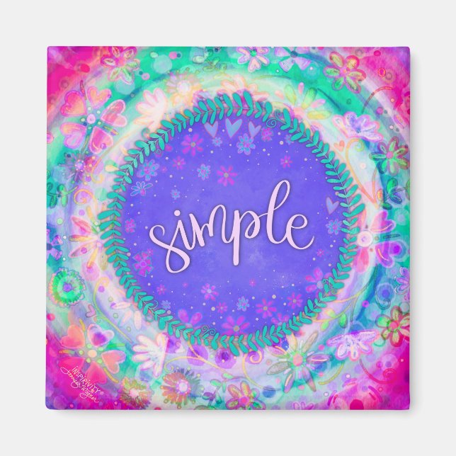 Simple Pink Pretty Floral Colourful Inspirivity Magnet (Front)