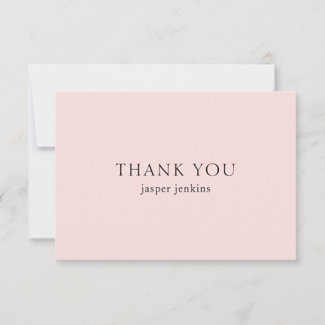Simple Pink Professional Minimal Modern Thank You Card (Front)