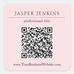 Simple Pink Professional QR Code Modern Business Square Sticker