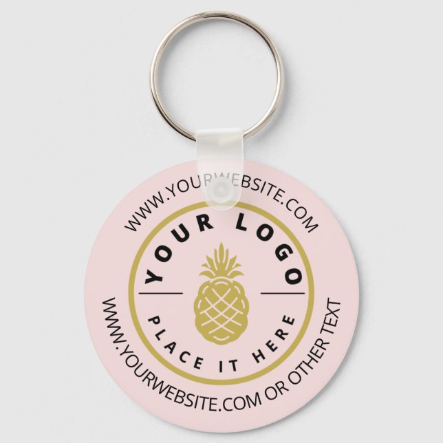 Simple Pink Promotional Custom Company Logo Text Key Ring (Front)
