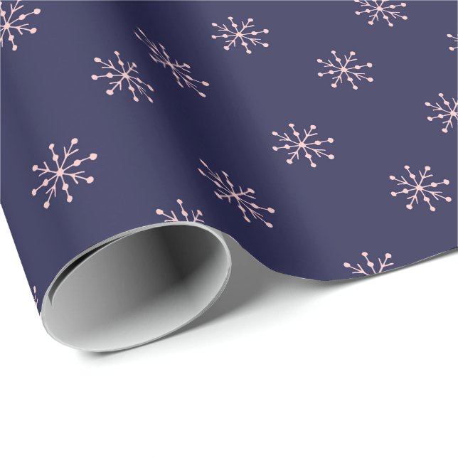 Simple Pink & Purple Snowflakes Pattern Wrapping Paper (Roll Corner)
