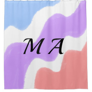 Simple pink purple watercolor add your monogram t shower curtain