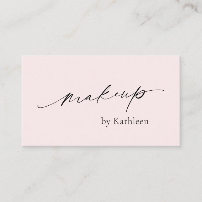 Simple Pink QR Code Elegant Makeup Artist Modern Business Card (Front)