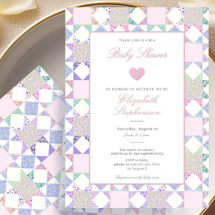 Simple Pink Quilt Baby Shower Invitation