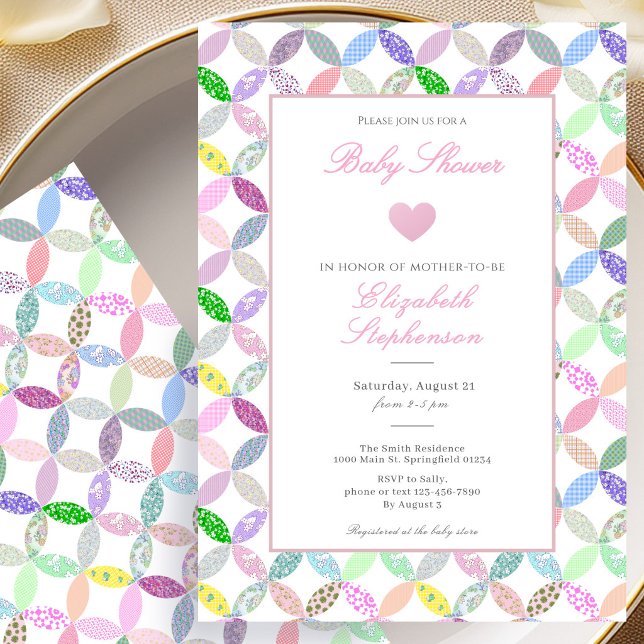 Simple Pink Quilt Baby Shower Invitation (Creator Uploaded)