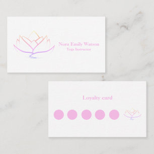 Simple Pink & Rainbow Lotus Flower Flat Loyalty Card