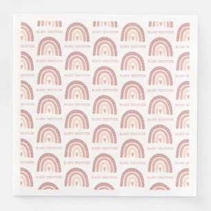 Simple Pink Rainbow Pattern Baby Shower Dinner Napkin