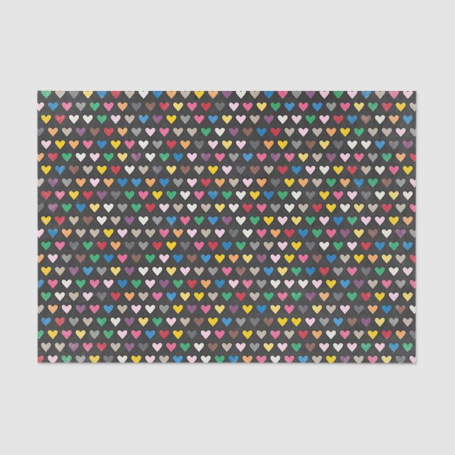 Simple Pink Red Blue Green Yellow Heart Pattern Tissue Paper (Front)