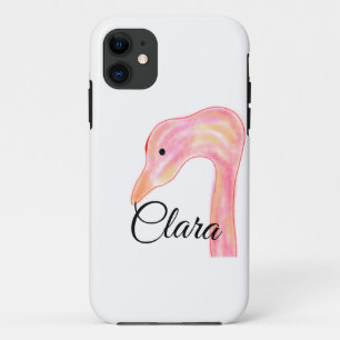 Simple pink red swan face watercolor animal custom iPhone 11 case