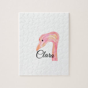 Simple pink red swan face watercolor animal custom jigsaw puzzle