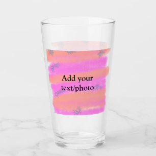 Simple pink red watercolor custom add name text t glass