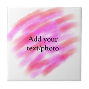 Simple pink red watercolor custom add name text t tile