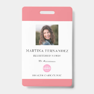 Simple Pink Registered Nurse Photo Id Badge