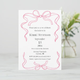 Simple Pink Ribbon Frame Bridal Shower Invitation