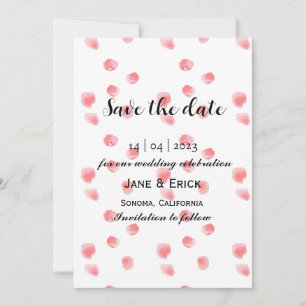 Simple Pink Rose Petals Flat Save The Date Card