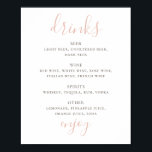 Simple pink script. Alcohol drinks wedding bar Poster<br><div class="desc">Simple pink script wedding drinks bar poster. Suitable for birthday,  anniversary and any other party. Please contact me if you need additional items.</div>