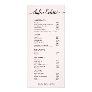 Simple Pink Script Salon Spa Service Menu