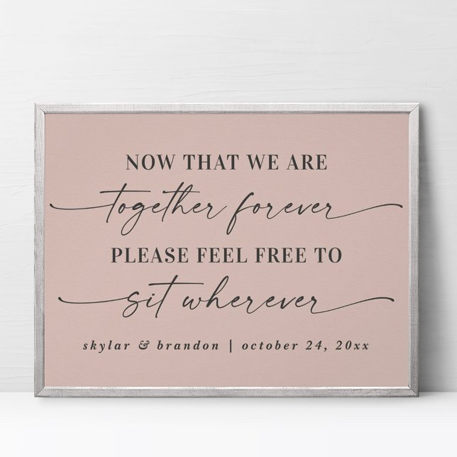 Simple Pink Script Seating Wedding Ceremony Sign (Creator Uploaded)
