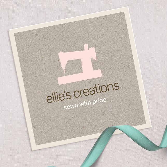 Simple Pink Sewing Machine Seamstress Kraft  Calling Card (Creator Uploaded)