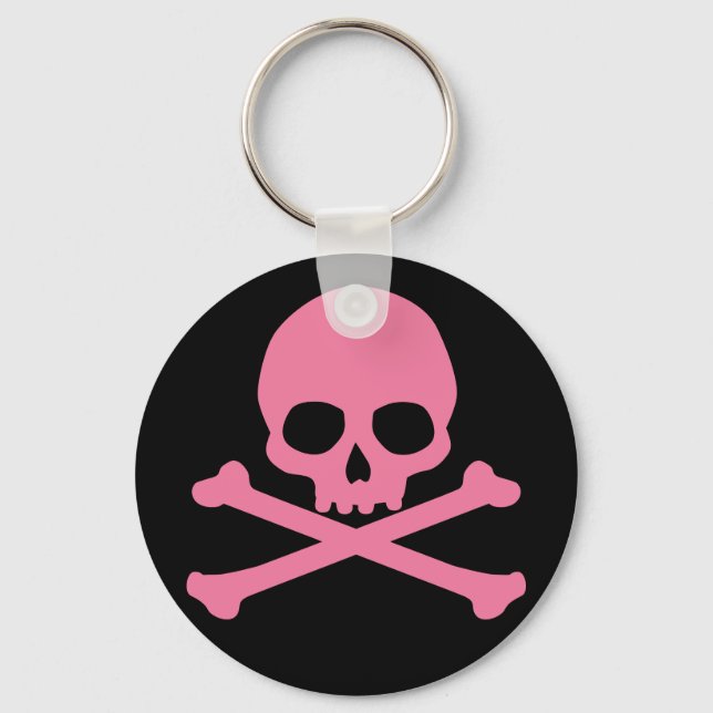 SImple Pink Skull and Crossbones Key Ring (Front)